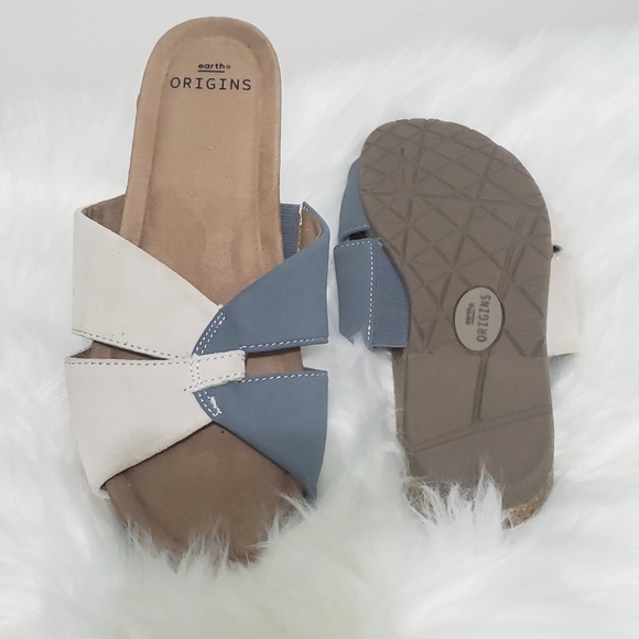 Earth Origins Womens Sandal Size 8 Lexi Blue Suede Strappy Low 1" Heel NEW - Picture 2 of 11